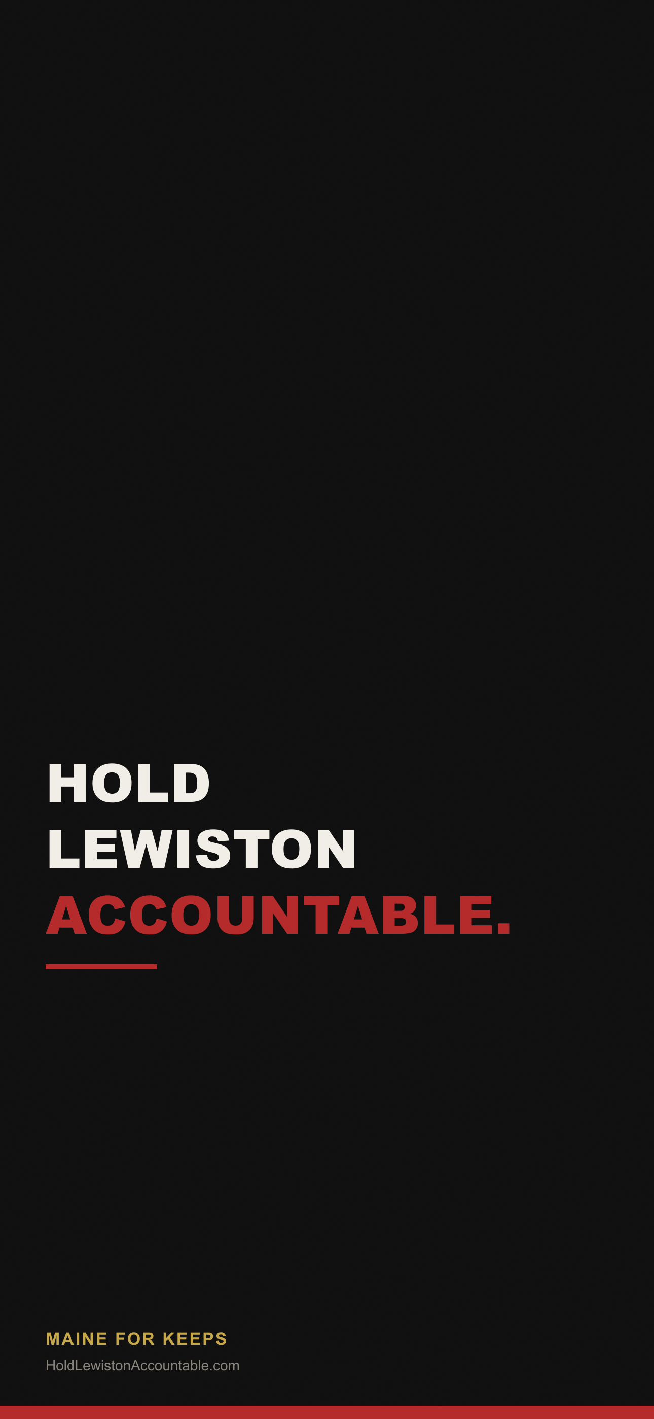 Lock-screen wallpaper design reading "Hold Lewiston Accountable."