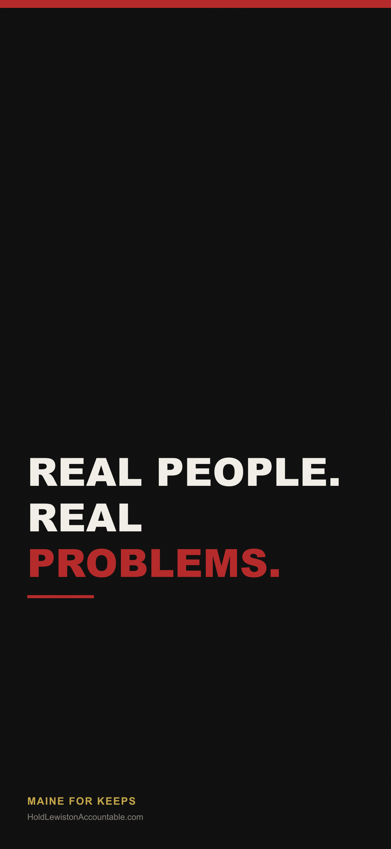 Lock-screen wallpaper design reading "Real People. Real Problems."